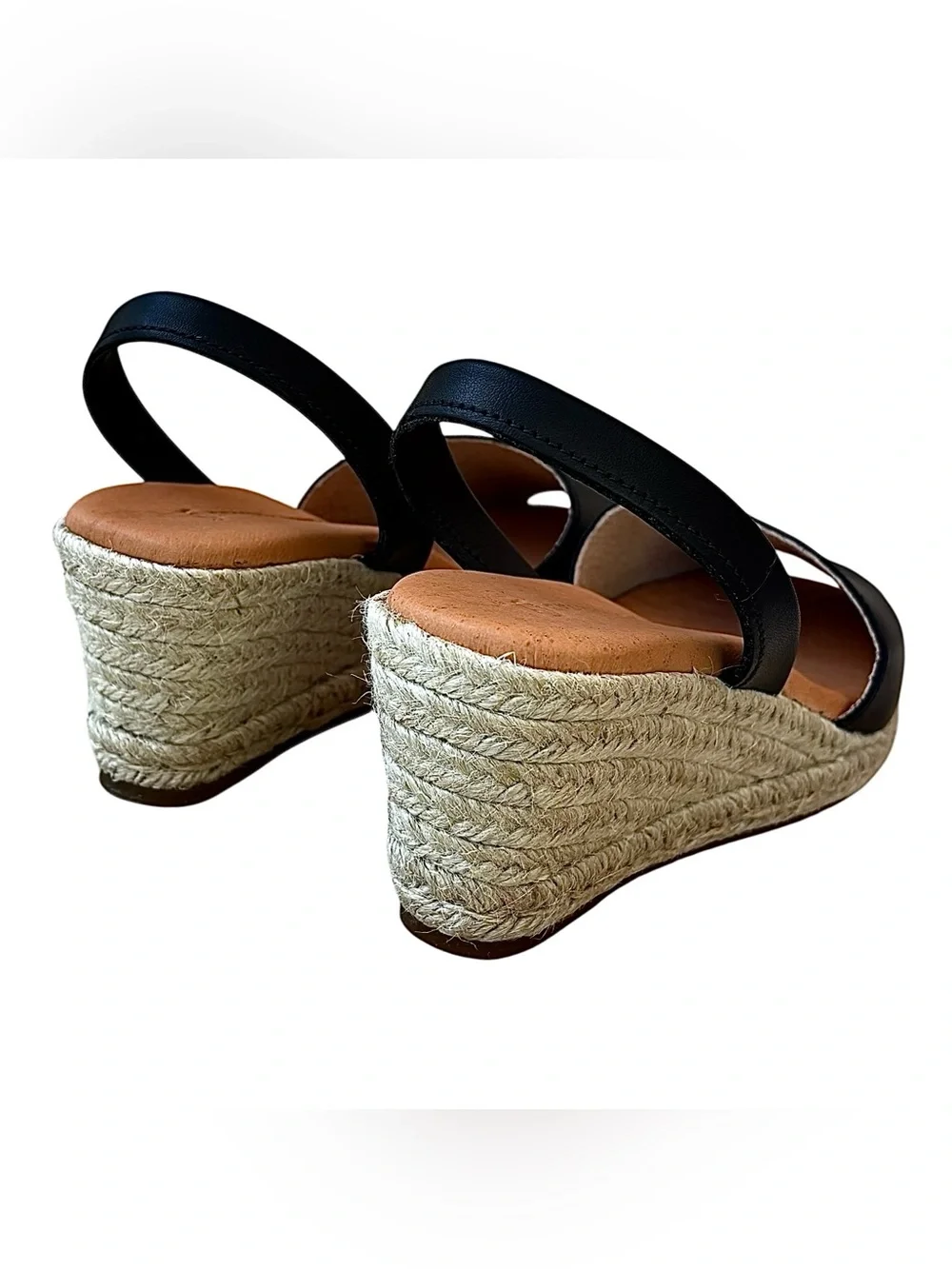 🌹NWOB SPANISH SANDAL CO Black Leather Espadrille Wedge Sandals🌹